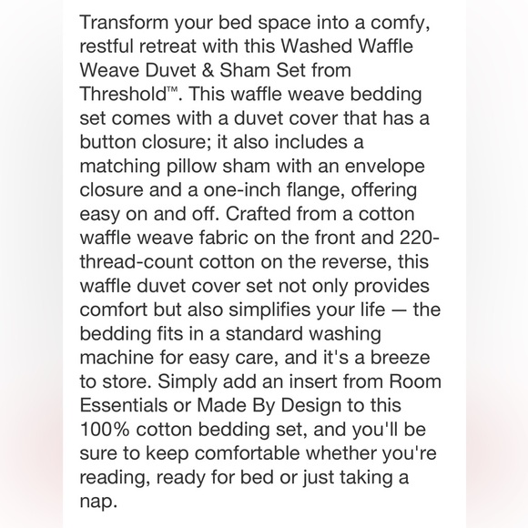 THRESHOLD NWT washed waffle weave duvet cover &sh set -wheat -full/queen - Picture 11 of 11